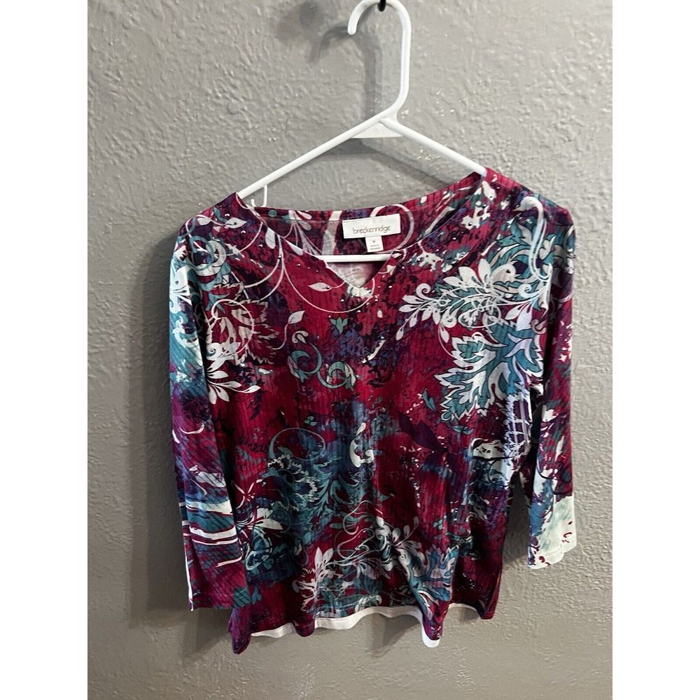 Breckenridge Size‎ Medium  Multicolored Print Shirt 3/4 Sleeve Womens